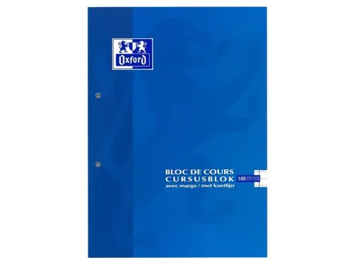 Cursusblok Oxford School A4 2-gaats lijn 100vel assorti