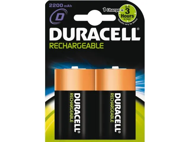 Batterij oplaadbaar Duracell 2xD 3000mAh Plus