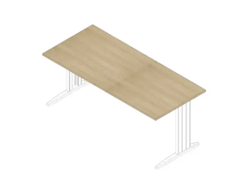 bureau,HxBxD 730x1800x800mm,blad eiken,C-voet wit