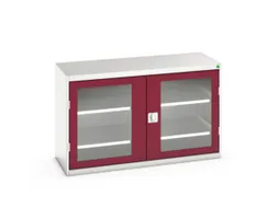 vitrinekast 800x1300x550mm 2xStalen bodem romp RAL7035 front RAL3004