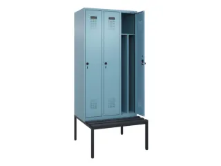 locker met bank,voor scheiding van kleding,HxBxD 2120x900x815mm,3vak - 1
