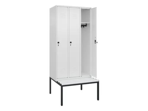 locker met bank,HxBxD 2120x900x815mm,3vak,vak B 300mm,draaigrendel