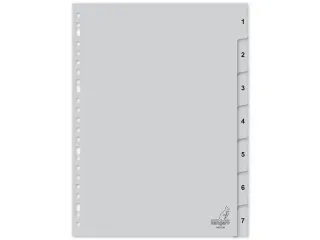 Tabblad Kangaro A4 cijfers PP 120 micron grijs 23-gaats 7-delig - 1