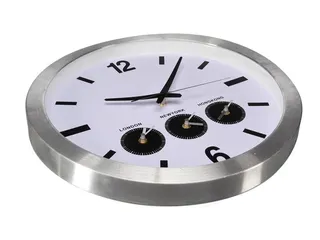 Aluminium Wereldklok Met 3 Tijdzones Ø 45.5cm cijfers - 4