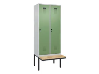 locker met bank,HxBxD 2120x800x815mm,2vak,vak B 400mm,draaigrendel - 3