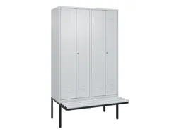 PBM-locker met bank,HxBxD 2120x1200x815mm,4vak,vak B 300mm,cil.-slot