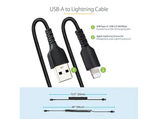 50cm USB A naar Lightning Kabel, Zwart, MFi Gecertificeerd - 7