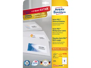 etiket Avery ILK 97x67.7mm 25 vel+5 vel extra 8 etiketten per vel wit - 1