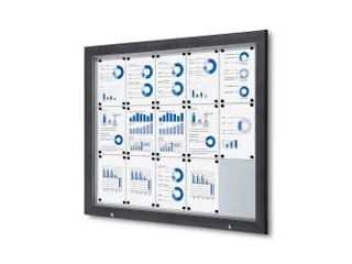 Vitrinekast mededelingenbord Outdoor 15xA4 met gasveer Antraciet - 1