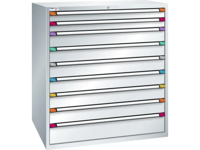 ladekast HxBxD 1400x1205x695mm 9laden RAL7035 front RAL7035