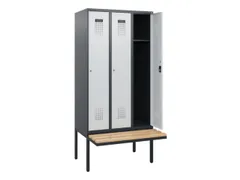 locker met bank,HxBxD 1950x900x815mm,3vak,vak B 300mm,cilinderslot
