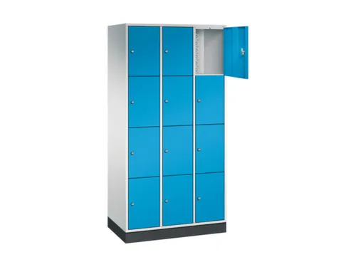 lockerkast,RAL 7035/RAL 5012,HxBxD 1950x920x500mm,3x4vakken,cil.-slot