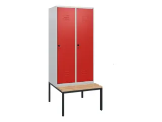 locker met bank,HxBxD 1950x800x815mm,2vak,vak B 400mm,draaigrendel - 1