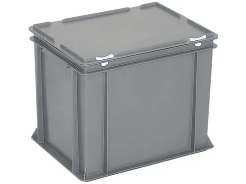 Euronorm Stapelkrat Pe Hxlxb 330X400X300Mm 31L Met Deksel Grijs