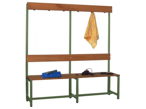 Omkleedbank LxB 1500x400mm Houten Latten Haken Enkelzijdig RAL6011