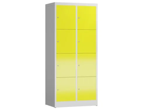 Lockerkast 1800x800x500mm 2x4 vakken cilinderslot, sokkel, RAL1018