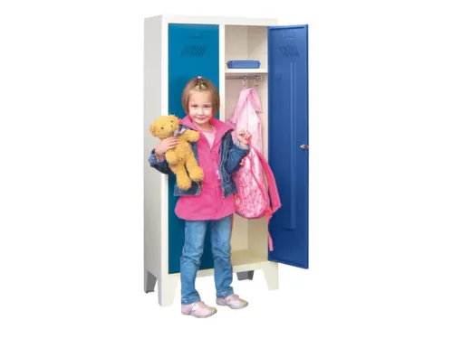 lockerkast v. kinderen,HxBxD 1300x530x300mm,2vak,RAL7035,front RAL5010