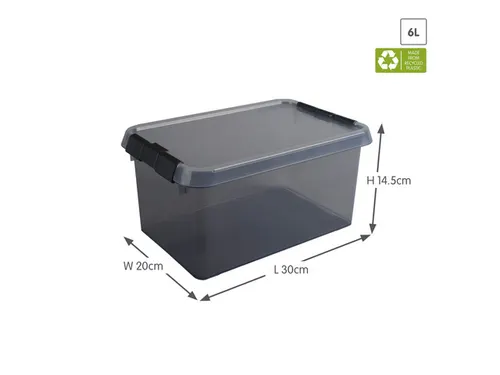 Comfort Line opbergbox 6L transparant grijs - 30x20x14,5cm