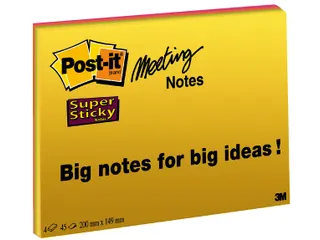 Memoblok 3M Post-it 6845 Super Sticky 203x152mm assorti Big Notes - 2