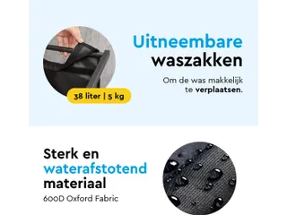 Wasmand 3 vakken Zwart LB300 - 11