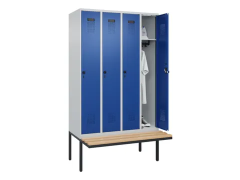 locker met bank,HxBxD 2120x1200x815mm,4vak,vak B 300mm,draaigrendel