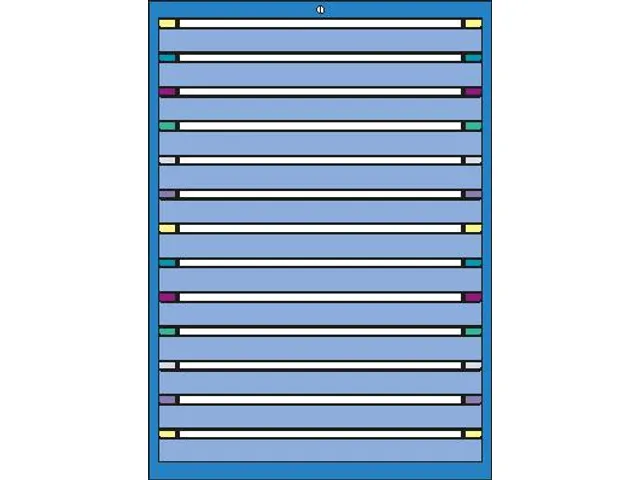 ladekast HxBxD 1400x805x695mm 13laden RAL7035 front RAL7035