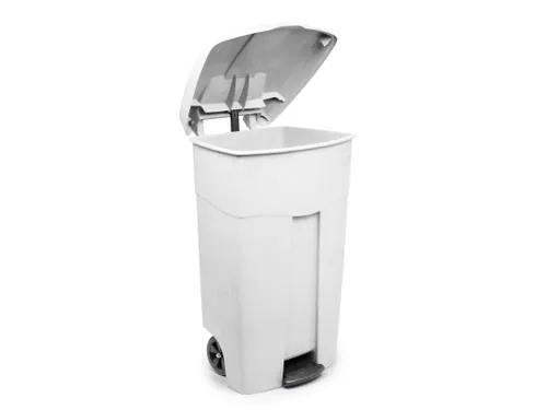 Verrijdbare Container Met Pedaal 125 Liter Wit