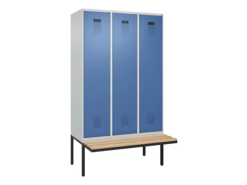 locker met bank,HxBxD 2120x1200x815mm,3vak,vak B 400mm,cilinderslot
