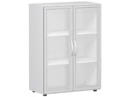 vitrinekast,HxBxD 1104x800x420mm,2xhouten vloer,3 OH,m. frame,romp wit