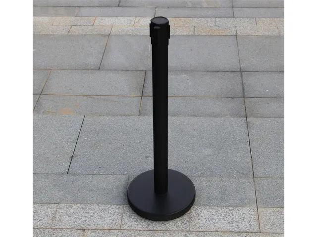 Afzetpaal Seco zwart met koord. Set van 2