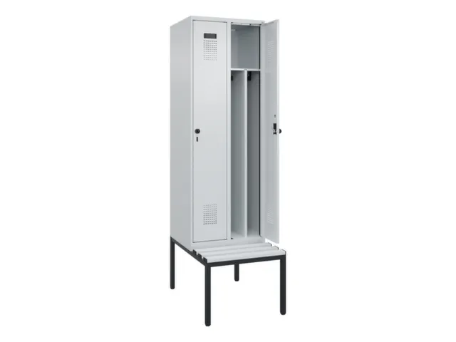 locker met bank,voor scheiding van kleding,HxBxD 2120x600x815mm,2vak