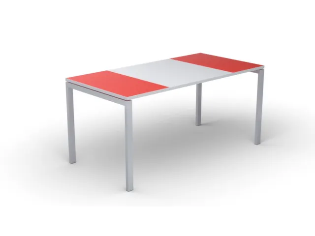 Bureau 750x1800x800mm rouge/blanc 4 pieds blanc