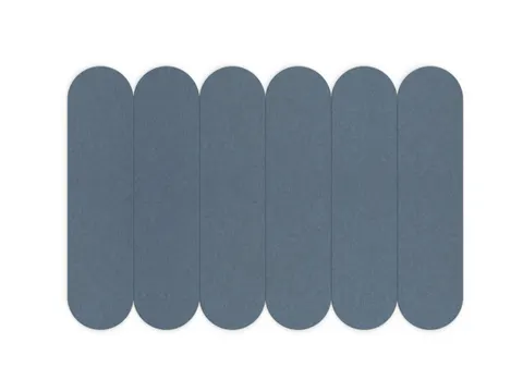 Akoestische PET-vilt ovale stroken blauw 30x120cm 6 stuks