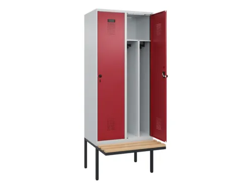 locker met bank,voor scheiding van kleding,HxBxD 2120x800x815mm,2vak