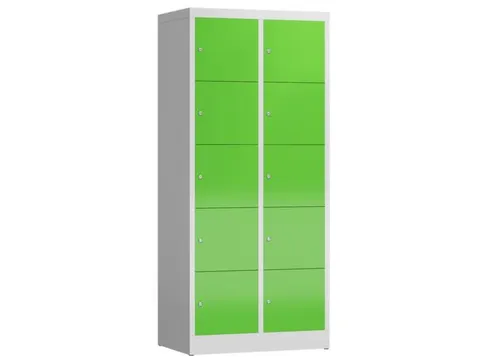 lockerkast,HxBxD 1800x800x500mm,2x5vakken,cil.-slot,romp RAL7035