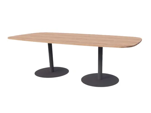 Linesto vergadertafel 240x120 deens ovaal hav/kers 25mm zwart