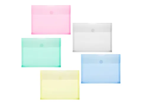 #*Enveloptas Foldersys A5 PP transp ass. kleuren 10 stuks Velcro omsla