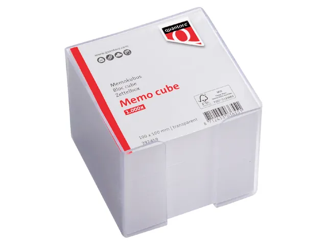 Memokubus Quantore 100x100x100mm Transparant 1000 vel wit