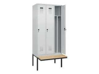 locker met bank,voor scheiding van kleding,HxBxD 2120x900x815mm,3vak - 1