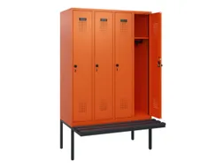 locker met bank,HxBxD 1950x1200x815mm,4vak,vak B 300mm,draaigrendel