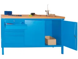 werkbank,HxBxD 900x1500x700mm,onderstel/romp RAL7035,front RAL5012