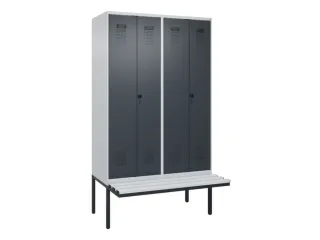 PBM-locker met bank,HxBxD 2120x1200x815mm,4vak,vak B 300mm - 2