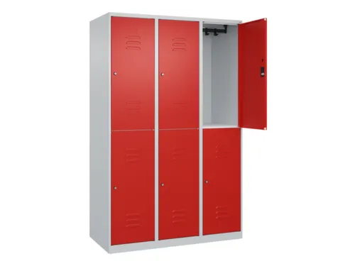 dubbeldekse locker,HxBxD 1850x1200x500mm,3x2vak.,vak B 400mm,cil.-slot