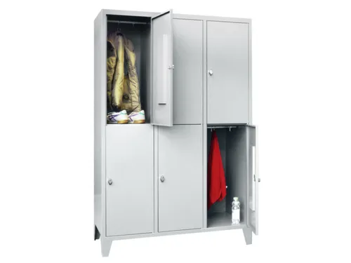 lockerkast,HxBxD 1850x1200x500mm,3x2vakken,RAL7035,front RAL3000