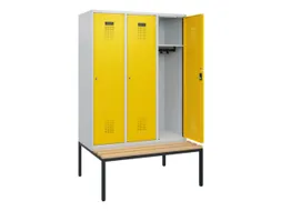 locker met bank,HxBxD 1950x1200x815mm,3vak,vak B 400mm,cilinderslot