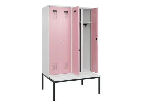 locker met bank,voor scheiding van kleding,HxBxD 2120x1200x815mm,4vak