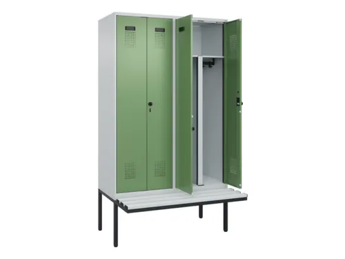 PBM-locker met bank,HxBxD 2120x1200x815mm,4vak,vak B 300mm