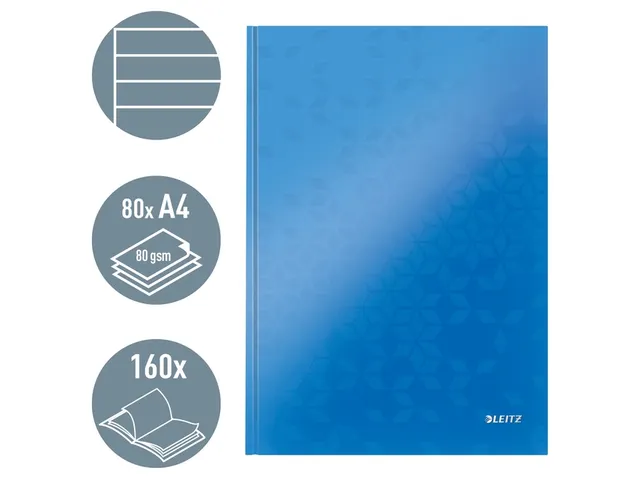 Notitieboek Leitz WOW A4 lijn blauw