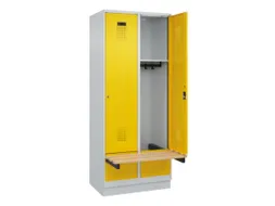 locker met bank,HxBxD 1950x800x815mm,2vak,vak B 400mm,cilinderslot