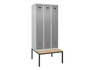 locker met bank,voor scheiding van kleding,HxBxD 2120x900x815mm,3vak - 2